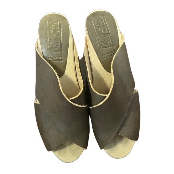 Bosabo leather Heeled wooden clogs handmade in France size 7 - Picture 5 of 12